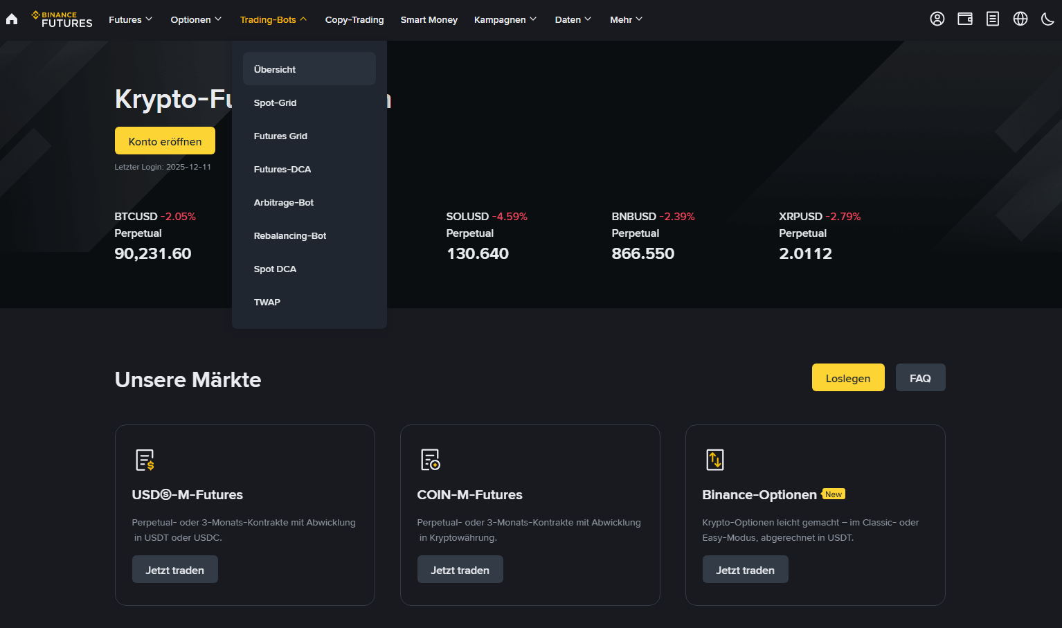 Binance bietet eine Vielzahl von Funktionen und eignet sich somit sowohl für Einsteiger, als auch für Profis.