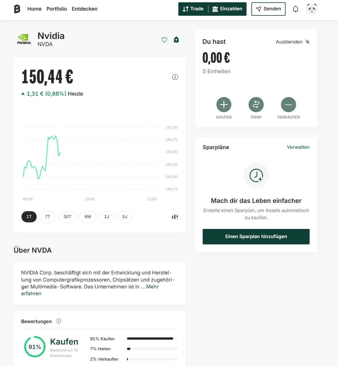 Zwar bewerten wir in unserem Test ausschließlich das Krypto-Angebot von Bitpanda, und doch bleibt festzuhalten, dass du bei Bitpanda auch die Möglichkeit hast, andere Assets zu handeln. Dazu zählen etwa Aktien, ETFs und Edelmetalle. 