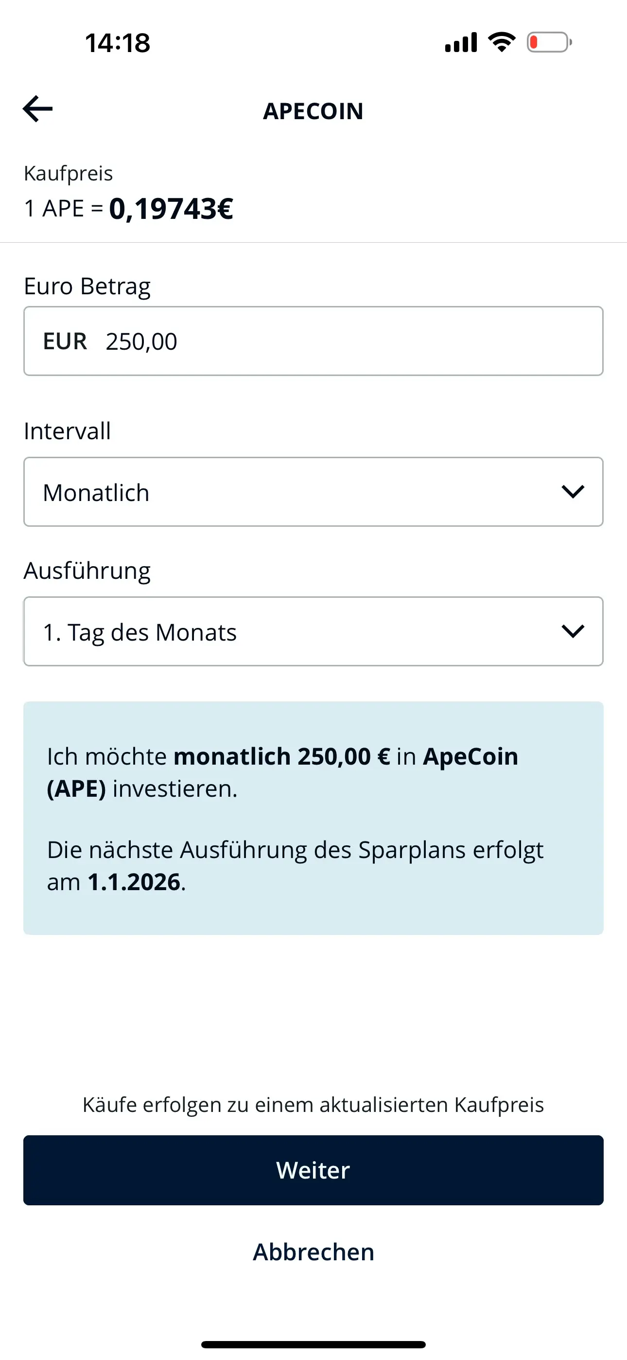 Bei der Konfiguration der Sparpläne bietet Bison viel Flexibilität. 