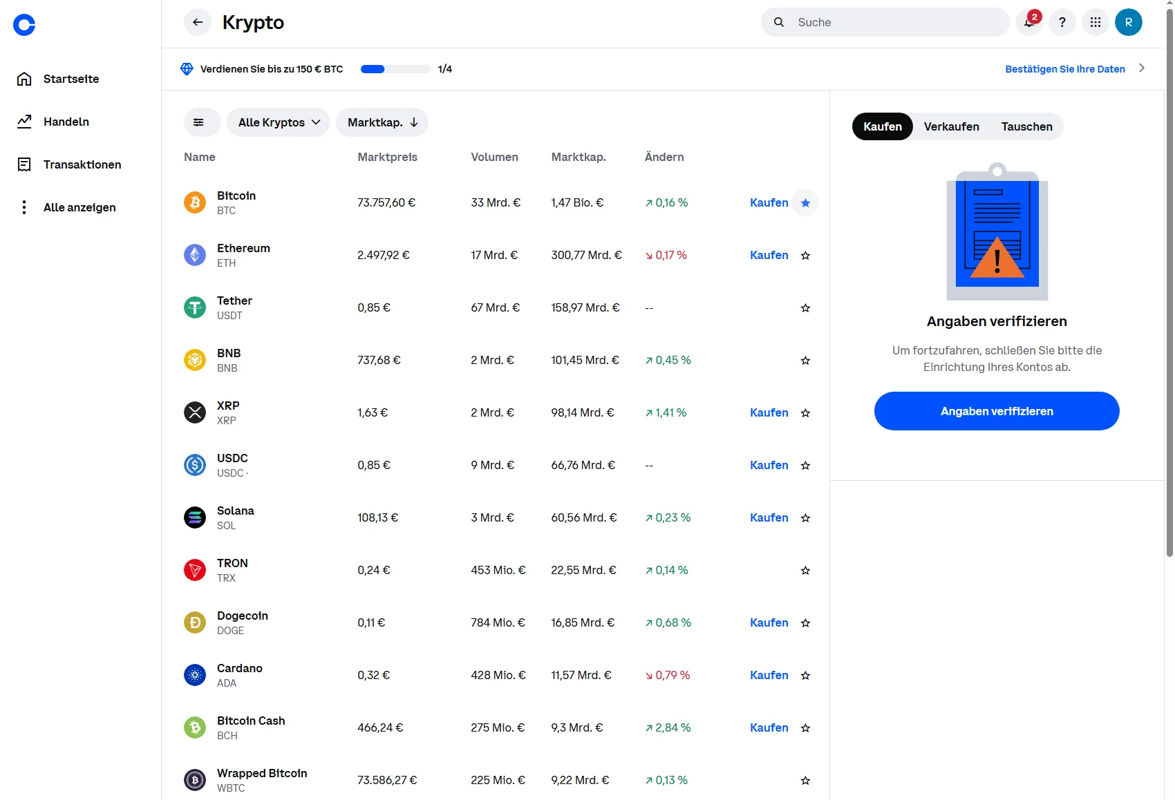 Die Krypto-Börse Coinbase überzeugt mit hoher Benutzerfreundlichkeit und erreicht in dieser Testkategorie sogar die Bestnote. 