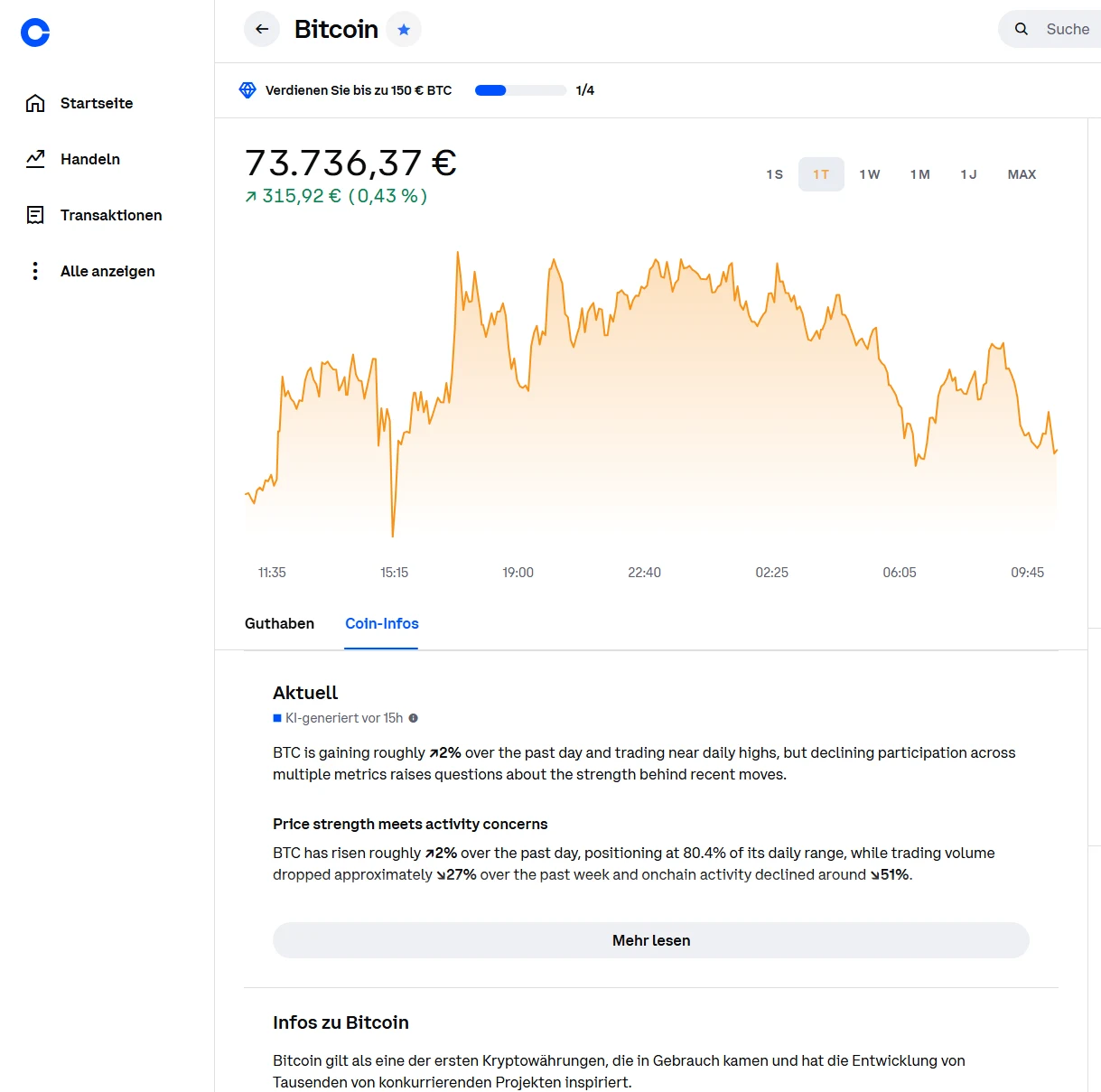 Neben Bitcoin lassen sich bei Coinbase eine Vielzahl von Altcoins handeln. 