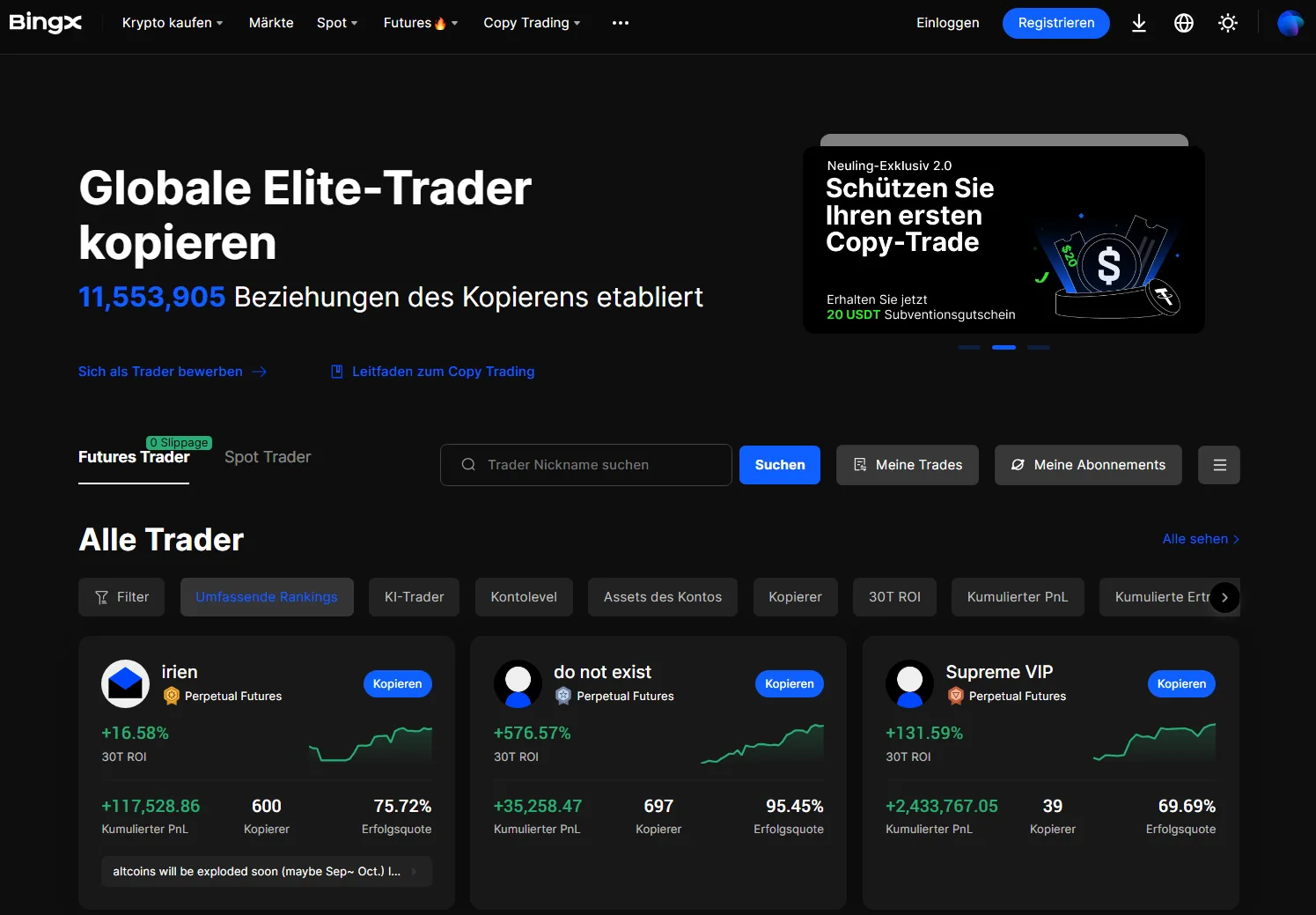 Umfangreiche Zusatzfunktionen wie Copy Trading bieten dir ein hohes Maß an Flexibilität. 