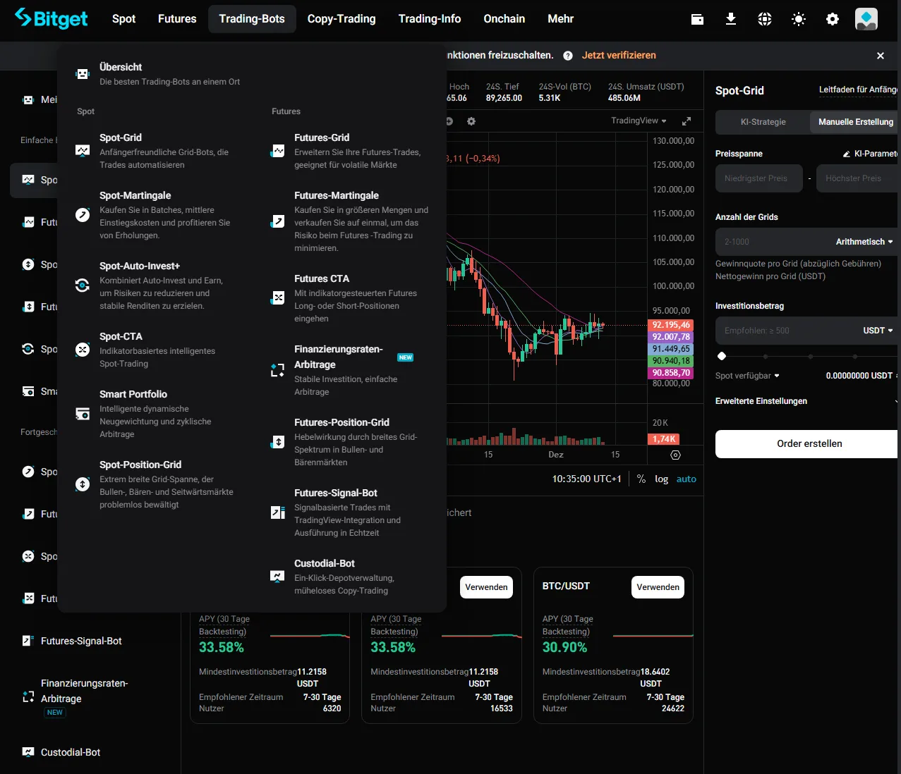 Die große Auswahl an Features bei Bitget ermöglicht ein Höchstmaß an Flexibilität. 