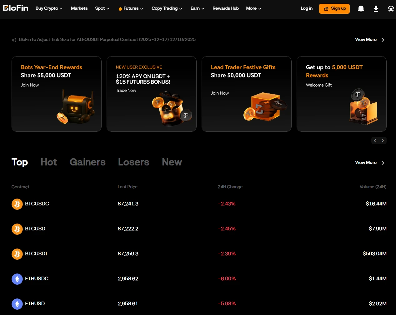 Die Übersicht bei BloFin überzeugt grundlegend, und erinnert an vergleichbare Trading-Plattformen. 