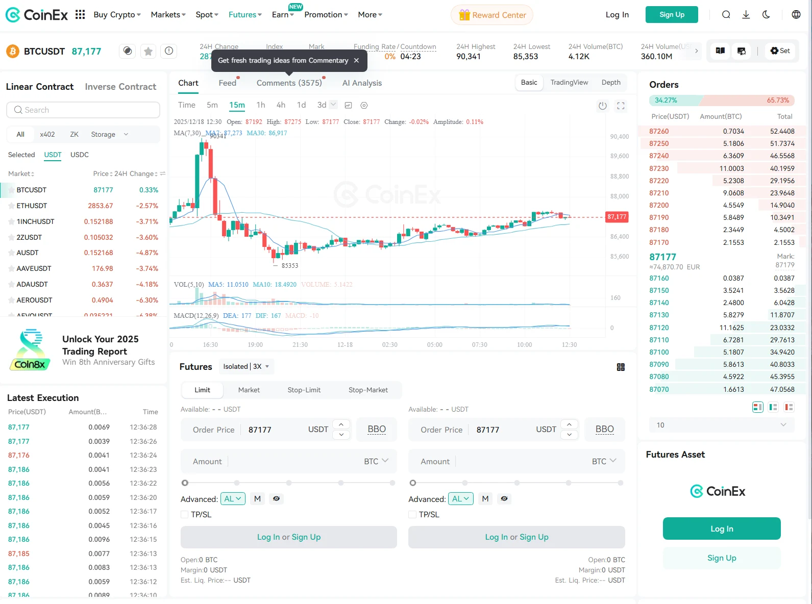 Das Angebot von CoinEx richtet sich eher an erfahrene Trader, die mit einer Vielzahl von Altcoins handeln möchten. 
