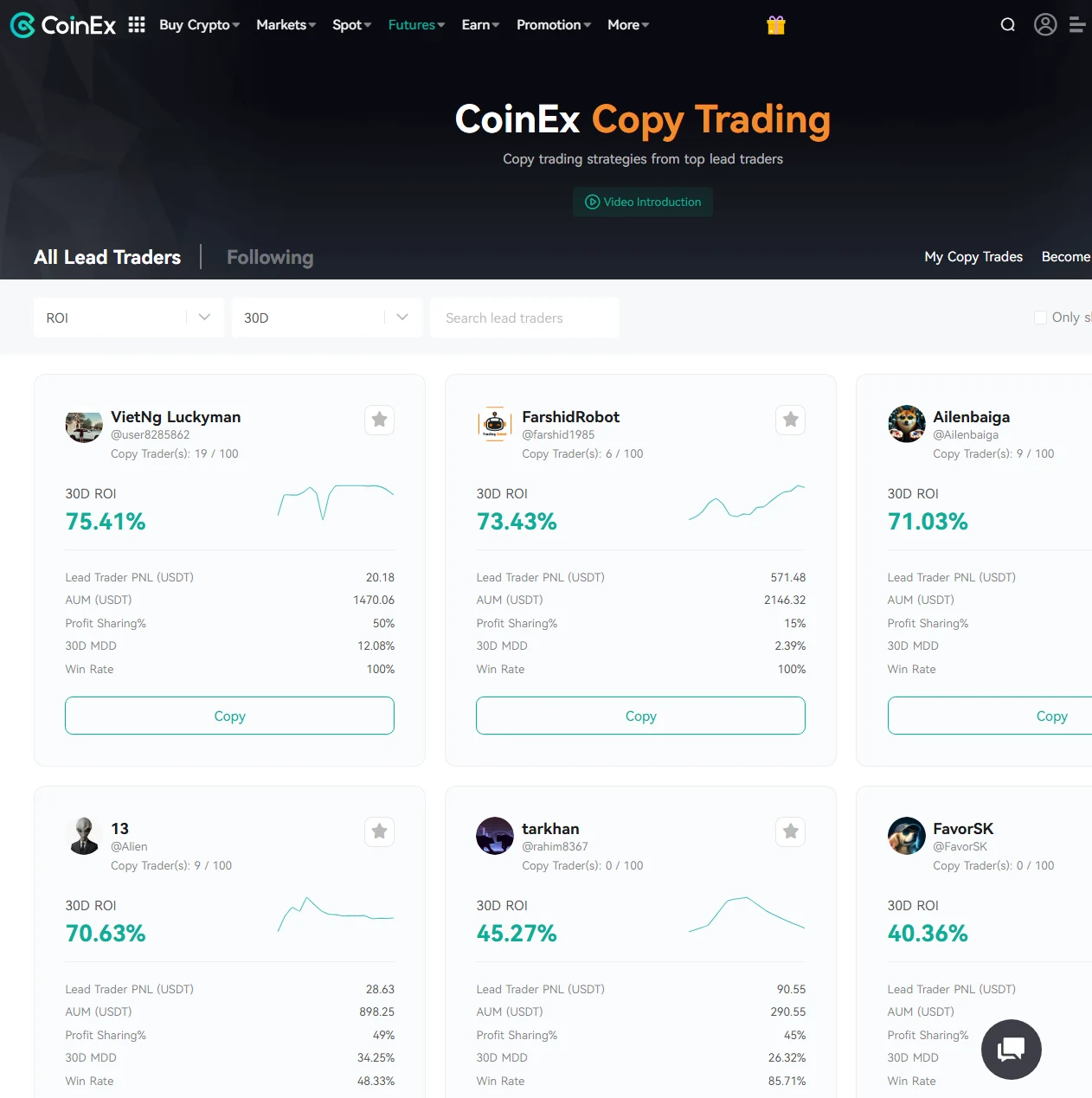 Neben Copy Trading stehen bei CoinEx zahlreiche weitere Zusatzfunktionen zur Verfügung. 