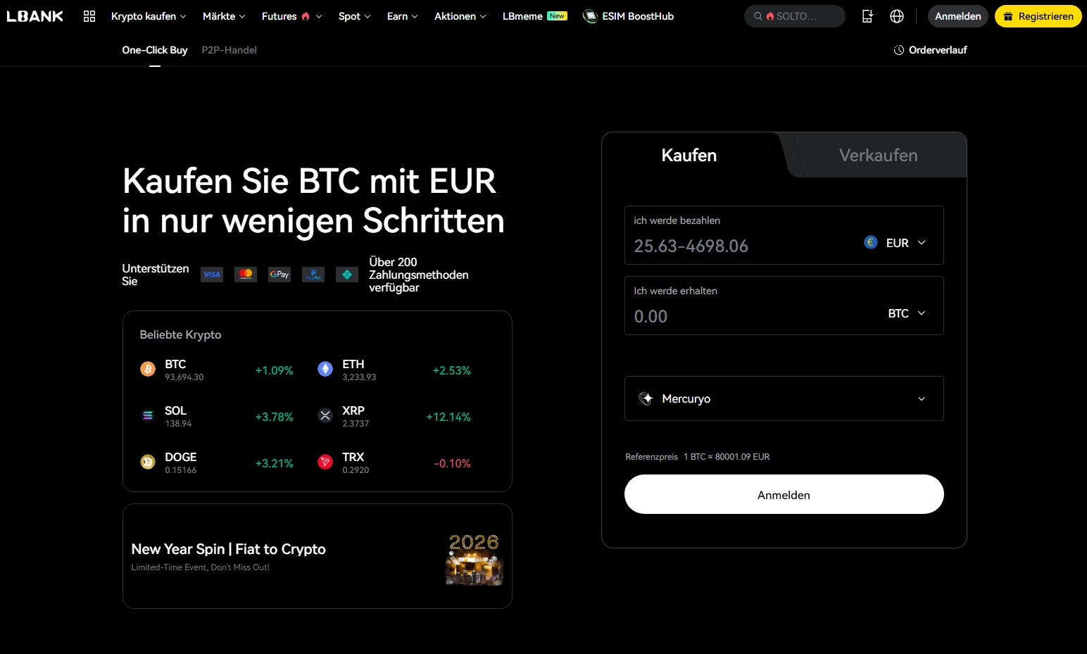 Mittels One-Klick Buy lassen sich Kryptowährungen einfach und unkompliziert erwerben. Allerdings fallen hierfür im Regelfall auch deutlich höhere Gebühren an. 