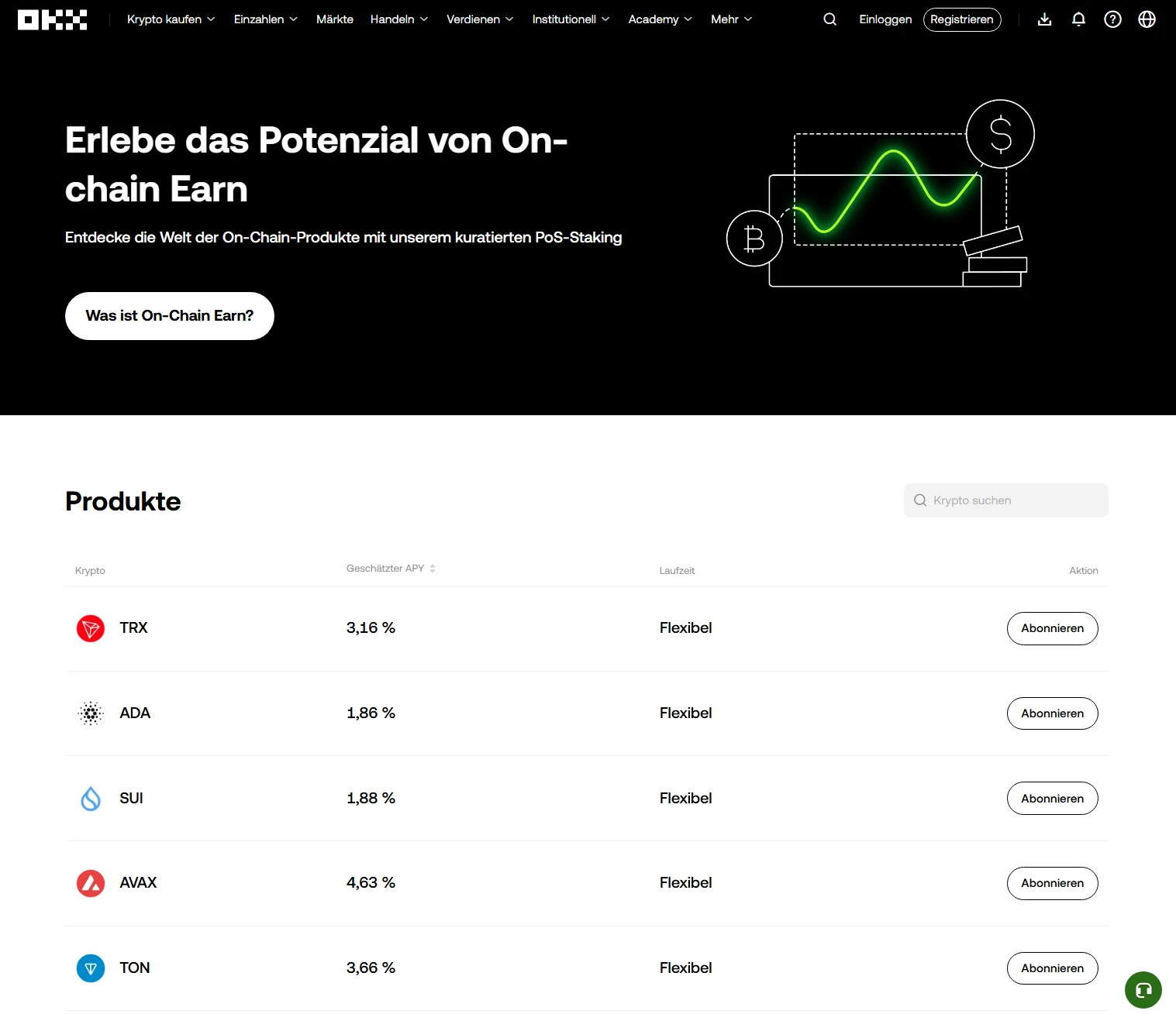 Mittels unterschiedlicher Earn-Funktionen lassen sich mit Kryptowährungen passiv Erträge erzielen. 