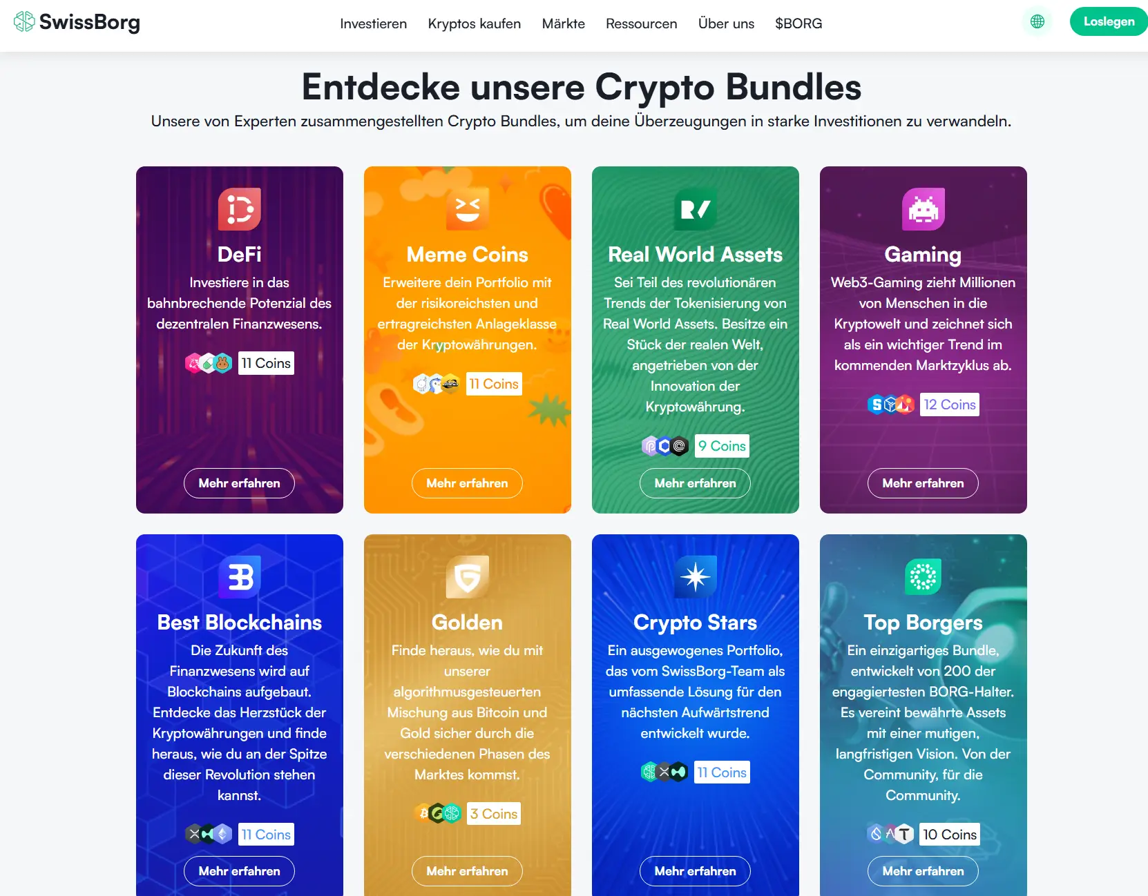 Mit Crypto Bundles kannst du bei Swissborg unkompliziert und einfach in eine Vielzahl von Coins investieren. 