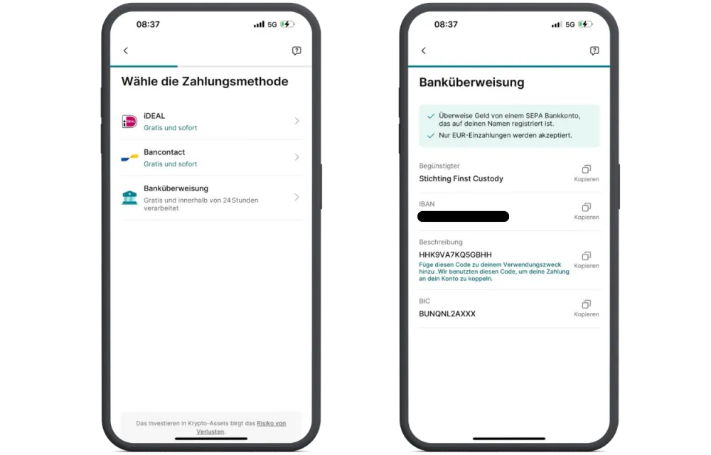 Auch die Einzahlung ist bei Finst unkompliziert, die Auswahl an Zahlungsmethoden ist jedoch begrenzt. 