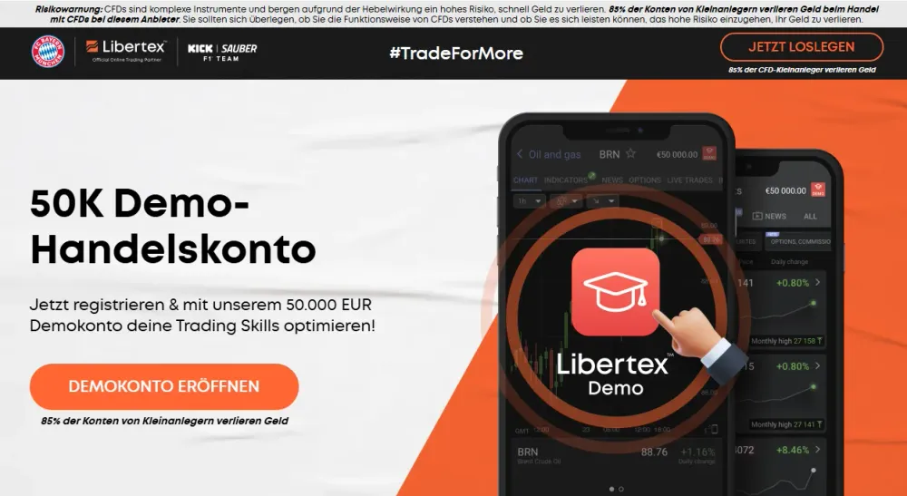 Mit dem Libertex-Demokonto kannst du neue Trading-Strategien testen und dich in aller Ruhe mit der Plattform vertraut machen – ohne eigenes Kapital zu riskieren. 