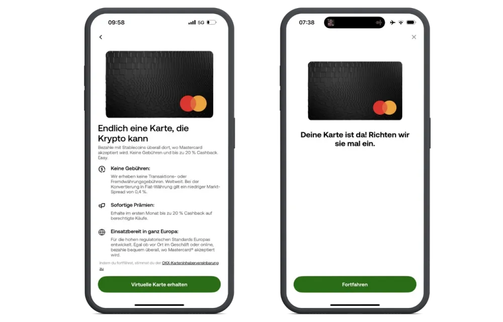 In unserem OKX Card Test verlief die Beantragung der Debitkarte reibungslos. Aktuell ist die Karte ausschließlich als virtuelle Variante verfügbar – eine physische Karte gibt es bislang nicht.