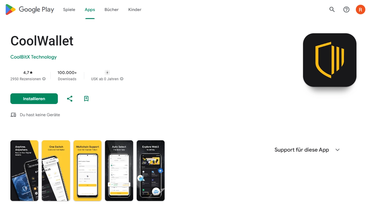 In den App Stores kommt die CoolWallet auf überdurchschnittlich gute Bewertungen; anders sieht es inzwischen bei Trustpilot aus.