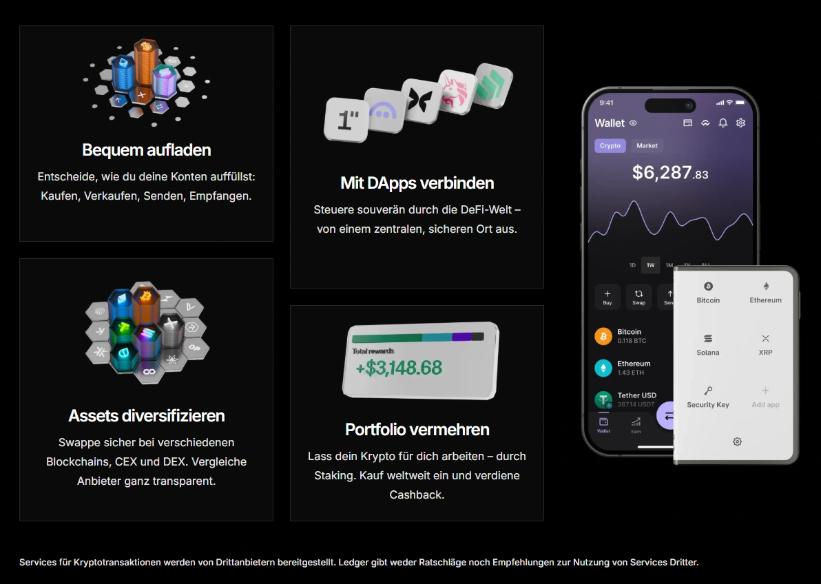 Die Ledger Wallet Krypto App (vormals Ledger Live) hat uns im Test absolut überzeugt. 