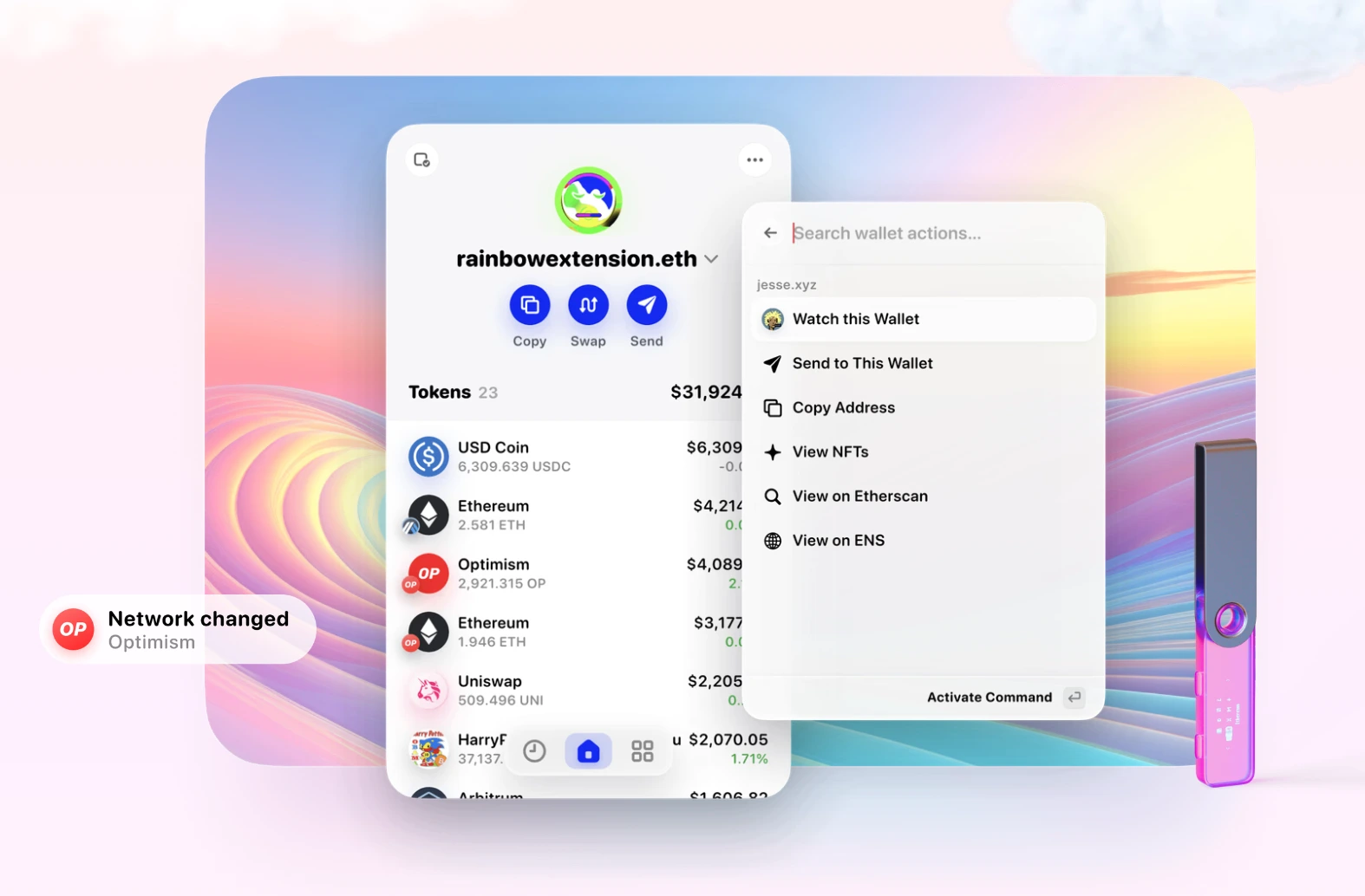 Die Rainbow Wallet ist übersichtlich, und kann auch von Einsteigern genutzt werden. 