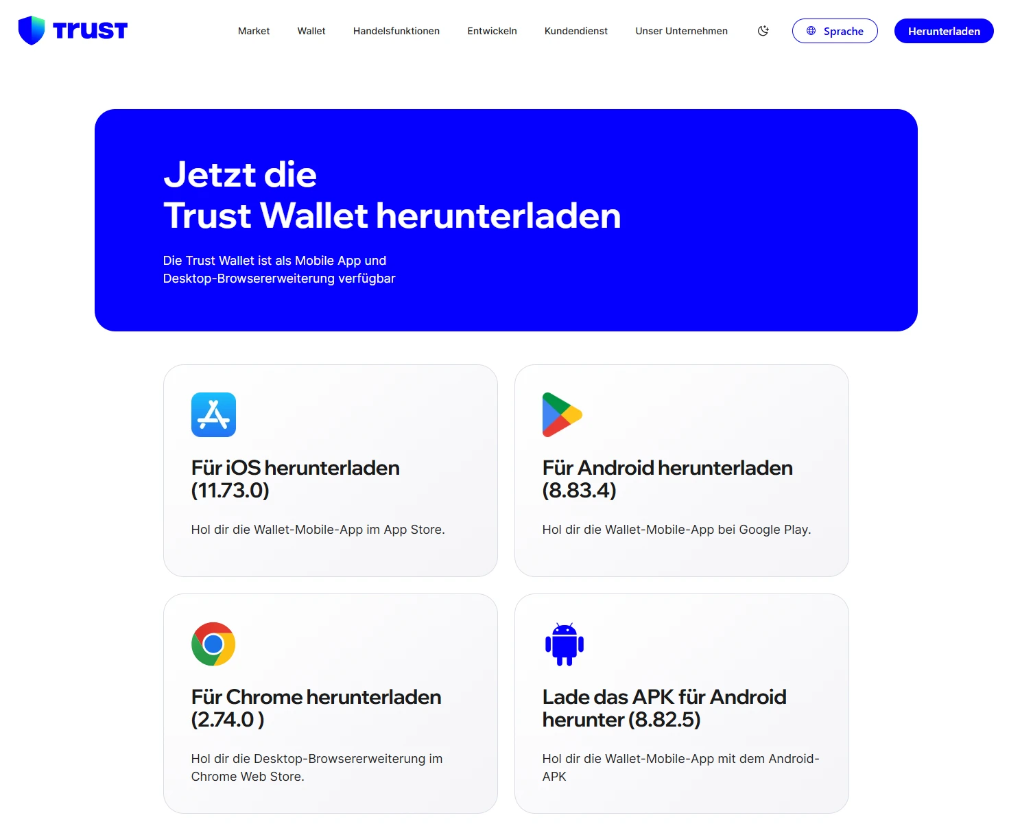 Neben der Trust Wallet App gibt es auch eine Browsererweiterung.