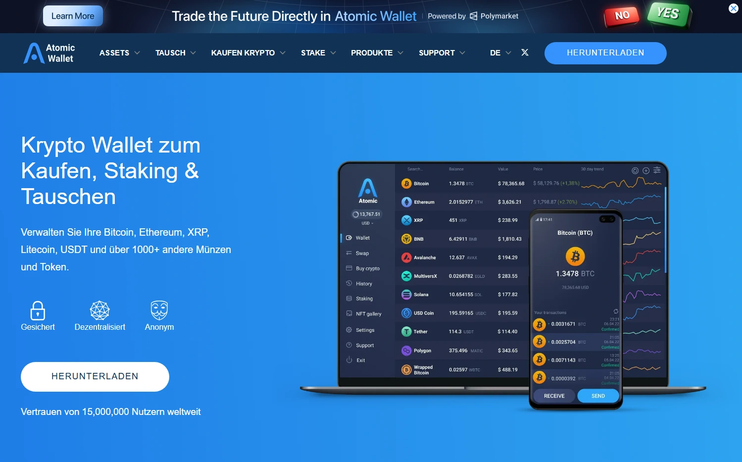 Die Atomic Wallet bietet Vorteile, doch liegt insgesamt hinter einigen Anbietern zurück. 