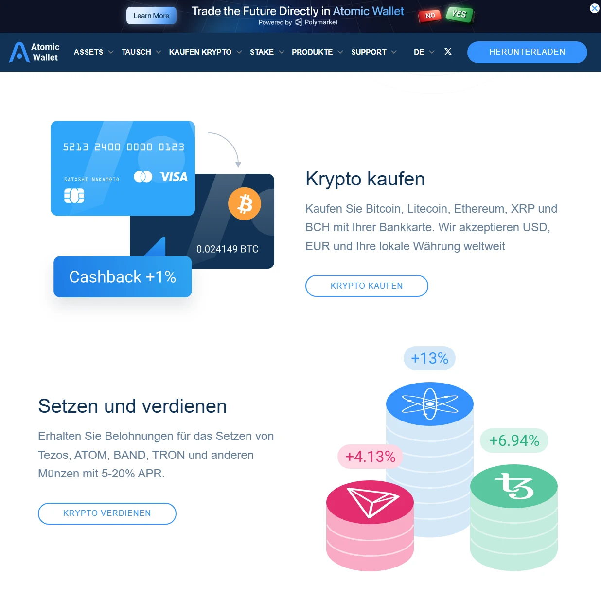 Beim Kauf von Kryptowährungen über die Atomic Wallet werden vergleichsweise hohe Gebühren fällig. 